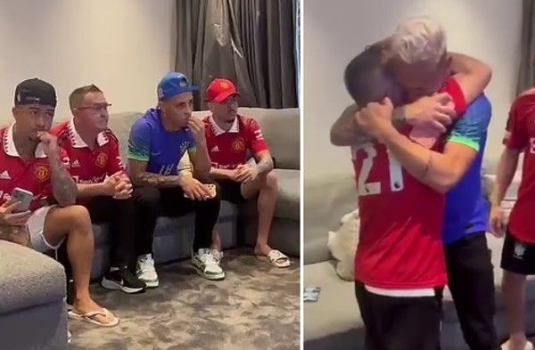 大卫·贝克汉姆（David Beckham）西装革履帅气亮相与主持人谈笑风生亲密合影。